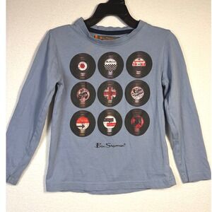 Ben Sherman Graphic Tee Kids 4 Blue Good Vinyl Record Long Sleeve Shirt